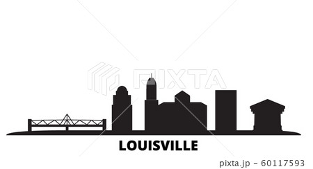 United States, Louisville city skyline isolated vector illustration. United States, Louisville travel black cityscape 60117593