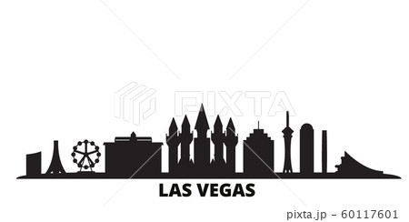 United States, Las Vegas city skyline isolated vector illustration. United States, Las Vegas travel black cityscape 60117601