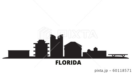 United States, Fort Lauderdale city skyline isolated vector illustration. United States, Fort Lauderdale travel black cityscape United States, Fort Lauderdale city skyline isolated vector illustration. United States, Fort Lauderdale travel black cityscape 60118571