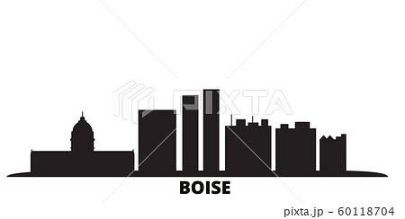 United States, Boise city skyline isolated vector illustration. United States, Boise travel black cityscape 60118704
