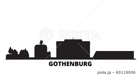 Sweden, Gothenburg city skyline isolated vector illustration. Sweden, Gothenburg travel black cityscape 60119006