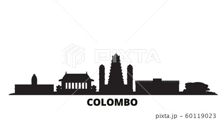 Sri Lanka, Colombo city skyline isolated vector illustration. Sri Lanka, Colombo travel black cityscape Sri Lanka, Colombo city skyline isolated vector illustration. Sri Lanka, Colombo travel black cityscape 60119023