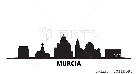 Spain, Murcia city skyline isolated vector illustration. Spain, Murcia travel black cityscape Spain, Murcia city skyline isolated vector illustration. Spain, Murcia travel black cityscape 60119096