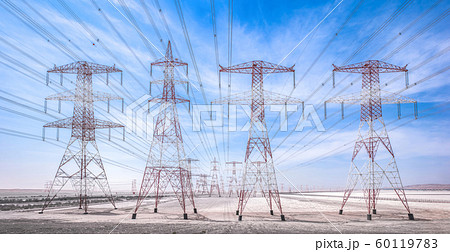 Electric industry. Desert Power Line Towers 60119783