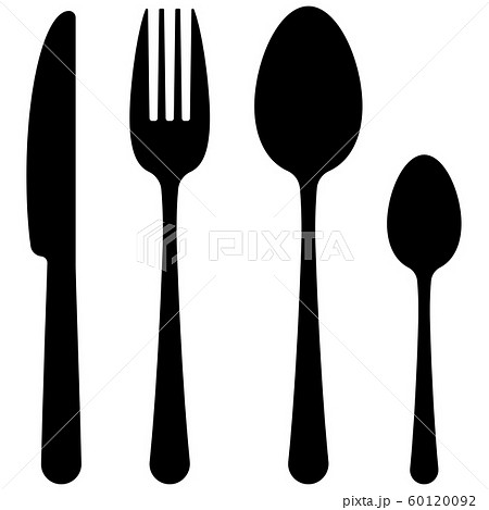 Black Cutlery Flat Simple Design Icon Set のイラスト素材