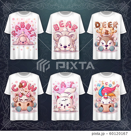 Set cute animals illustration and merchandising 60120167