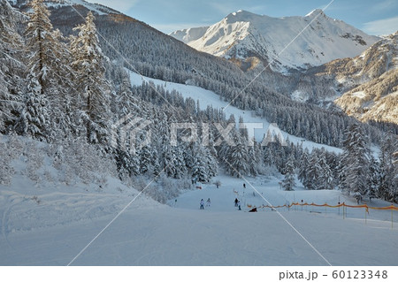 Skiing slopes from the top 60123348