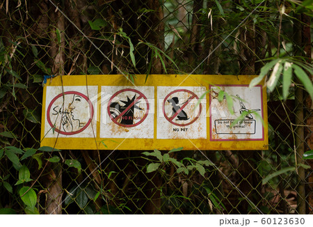 No flesh, no pets warning tables in national park 60123630