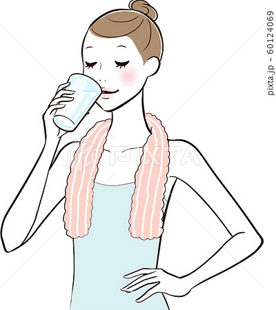 水分　飲む　女性 60124069