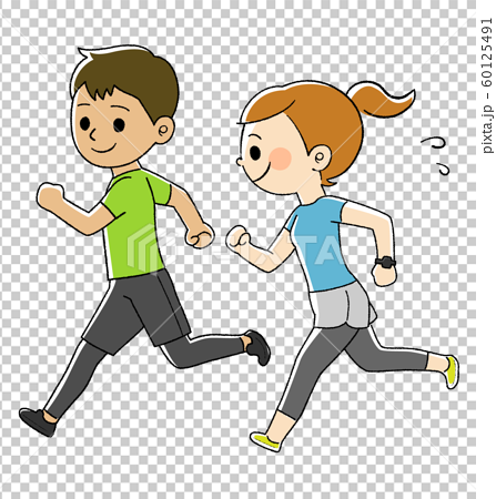 ジョギングするカップルのイラスト素材