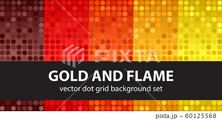 Polka dot pattern set Gold and Flame. Vector 60125568