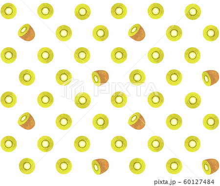 キウイフルーツのシームレスパターンのイラスト 水彩画風 のイラスト素材