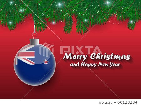 Vector border of Christmas tree branches and ball 60128284