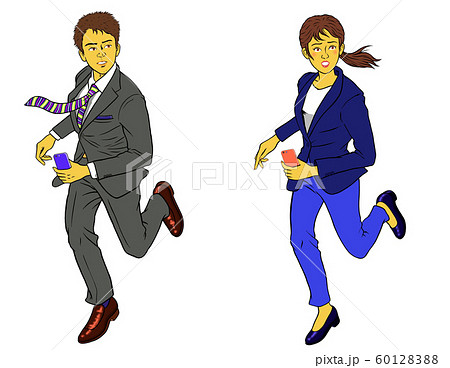 行動力のある新入社員男女セットのイラスト素材 6012 行動力のある新入社員男女セットのイラスト素材 6012