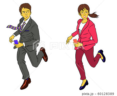 行動力のある新入社員男女セットのイラスト素材 6012