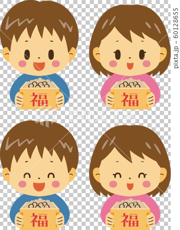Children set with beans for sowing beans 60128655