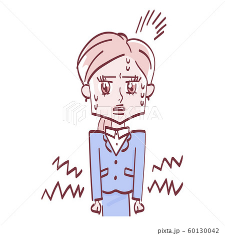 体調不良の女性　上半身 60130042