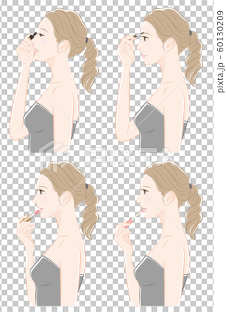 メイクをしている女性のイラスト 60130209