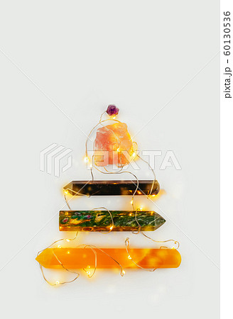 Natural gem geological crystals in a shape of Chistmas tree with lights Natural gem geological crystals in a shape of Chistmas tree with lights 60130536