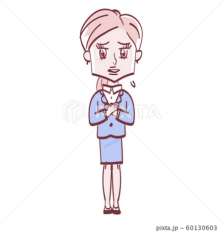 申し訳なさそうに微笑む女性 60130603