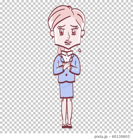 申し訳なさそうに微笑む女性 60130603