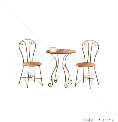 romantic table and chair Isolated on White 60131431
