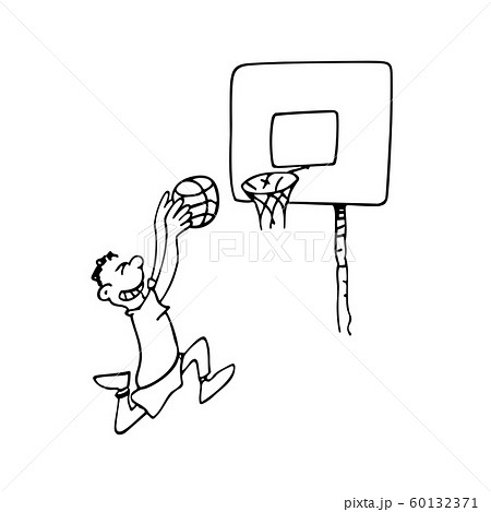 Outline Illustration Of A Boy Playing Basketball Stock Illustration