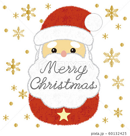 クリスマスカード サンタクロース 英語ロゴ 文字 筆記体 アナログタッチのイラスト素材