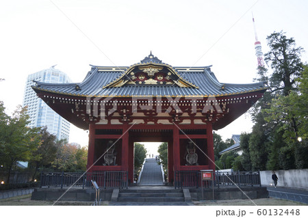旧台徳院霊廟惣門　木造建築　芝公園　歴史　台徳院霊廟惣門 60132448