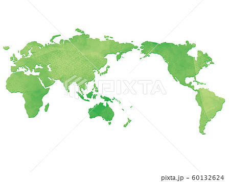 水彩風の世界地図のイラスト素材