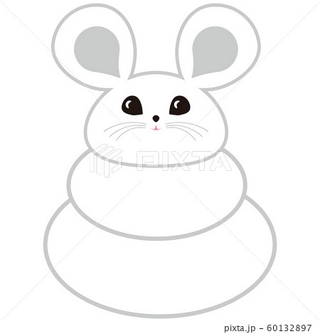 年賀状　2020年　ねずみ年　鏡餅 60132897