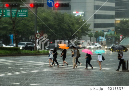 Rainy day, street scenery of Seoul, South Korea 005 60133374