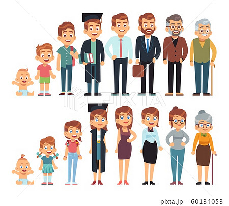 Age From Baby To Adult Human Growth Progress のイラスト素材