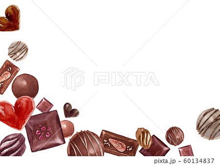 バレンタイン チョコレート 背景 水彩 イラストのイラスト素材