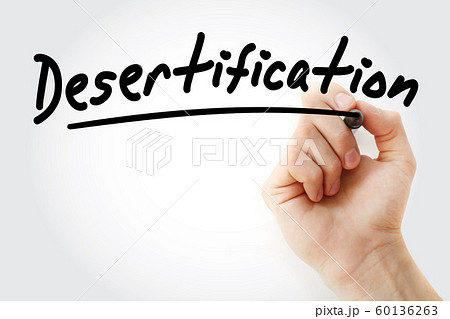 Hand writing Desertification with marker Hand writing Desertification with marker 60136263