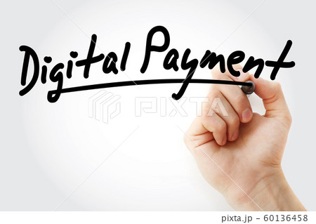 Hand writing Digital payment with marker 60136458