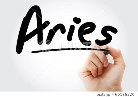 Hand writing Aries with marker Hand writing Aries with marker 60136520