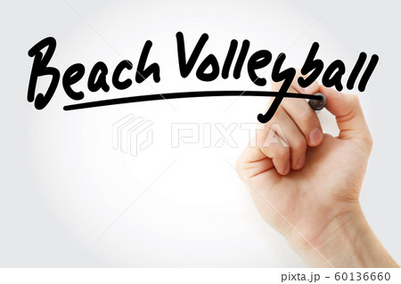 Hand writing Beach volleyball with marker Hand writing Beach volleyball with marker 60136660