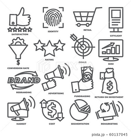 Business management line icons Marketing and cost process 60137045