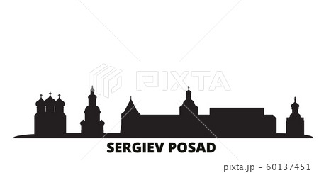Russia, Sergiev Posad city skyline isolated vector illustration. Russia, Sergiev Posad travel black cityscape 60137451