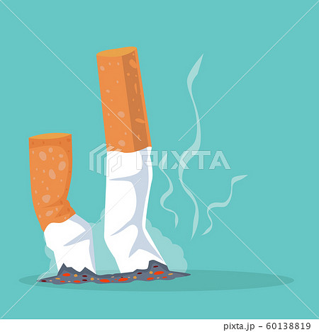 Cigarettes with smoking product Flat illustration Cigarettes with smoking product Flat illustration 60138819