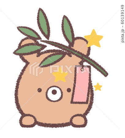クマ7月七夕笹の葉のイラスト素材