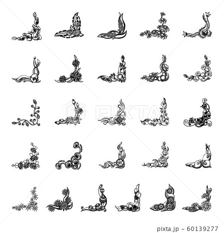 corner frame collection set. Floral elegant Design element vector. Collection set 60139277