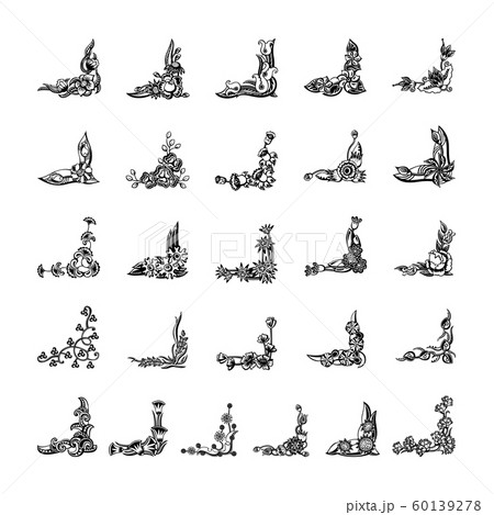 corner frame collection set. Floral elegant Design element vector. Collection set 60139278