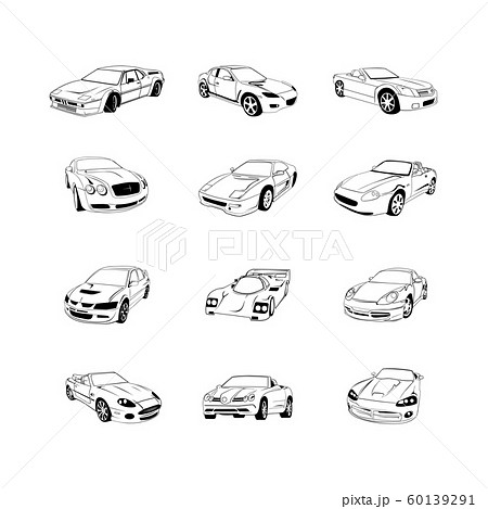 Sport Old Fast Cars Clipart Cartoon Collection のイラスト素材
