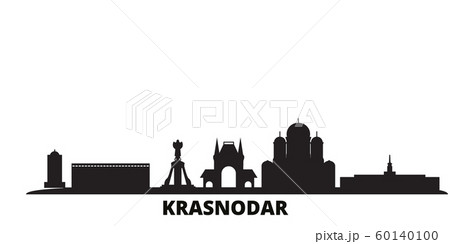 Russia, Kransodar City city skyline isolated vector illustration. Russia, Kransodar City travel black cityscape 60140100