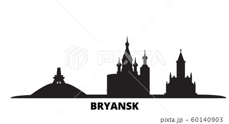 Russia, Bryansk city skyline isolated vector illustration. Russia, Bryansk travel black cityscape Russia, Bryansk city skyline isolated vector illustration. Russia, Bryansk travel black cityscape 60140903