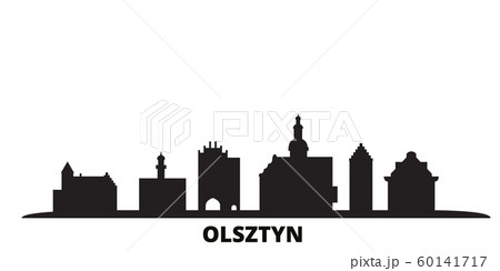 Poland, Olsztyn city skyline isolated vector illustration. Poland, Olsztyn travel black cityscape Poland, Olsztyn city skyline isolated vector illustration. Poland, Olsztyn travel black cityscape 60141717