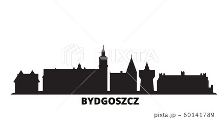 Poland, Bydgoszcz city skyline isolated vector illustration. Poland, Bydgoszcz travel black cityscape 60141789