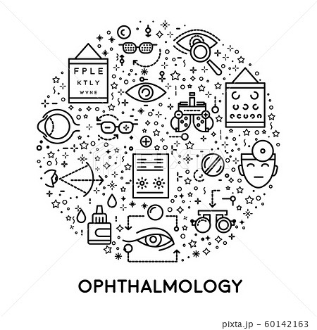 Eyes treatment, ophthalmology line icons, medicine and healthcare 60142163